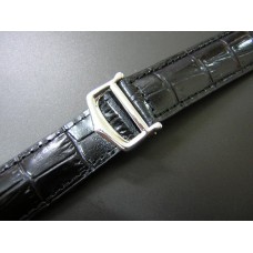 20mm leather watch band with steel deployment buckle 